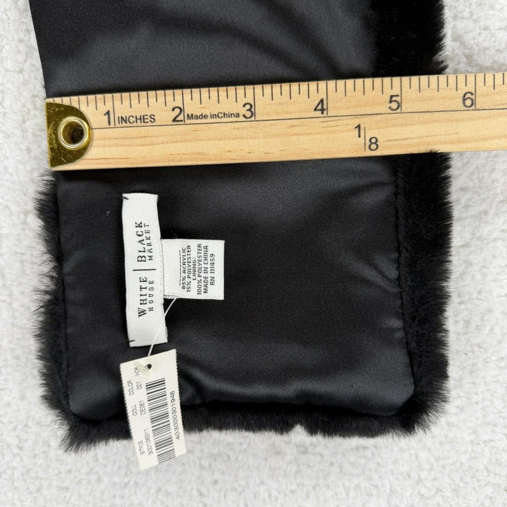 White House Black‎ Market Scarf Womens One Size Black Faux Fur Neck Warmer Wrap